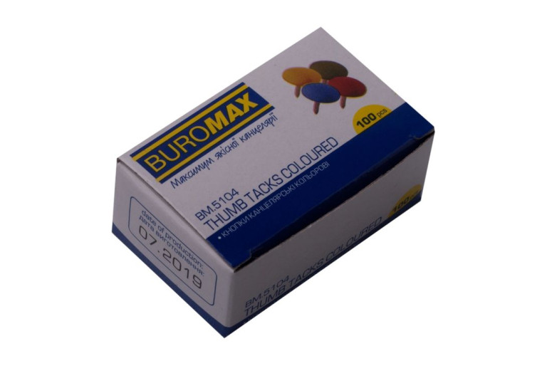 Кнопки 100шт кольор. в картоній упаковціBM.5104 Кнопки 100шт кольор. в картоній упаковціBM.5104