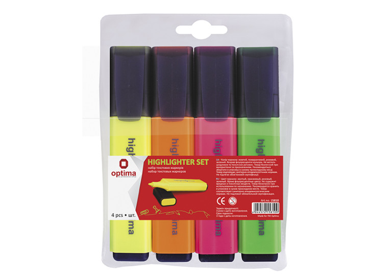 Набір маркерів текстових Optima 15810 4шт. Набір маркерів текстових Optima 15810 4шт.