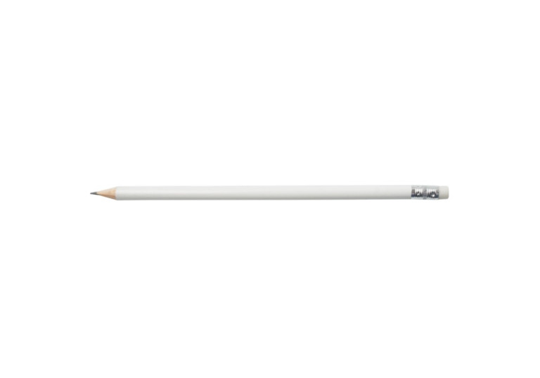 Олівець Buromax графітовий LOGO2U, HB, білий, з гумкою,ВМ8517