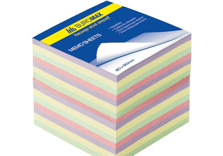 Папір для записів Buromax 90х90х70мммм кольоровий куб 