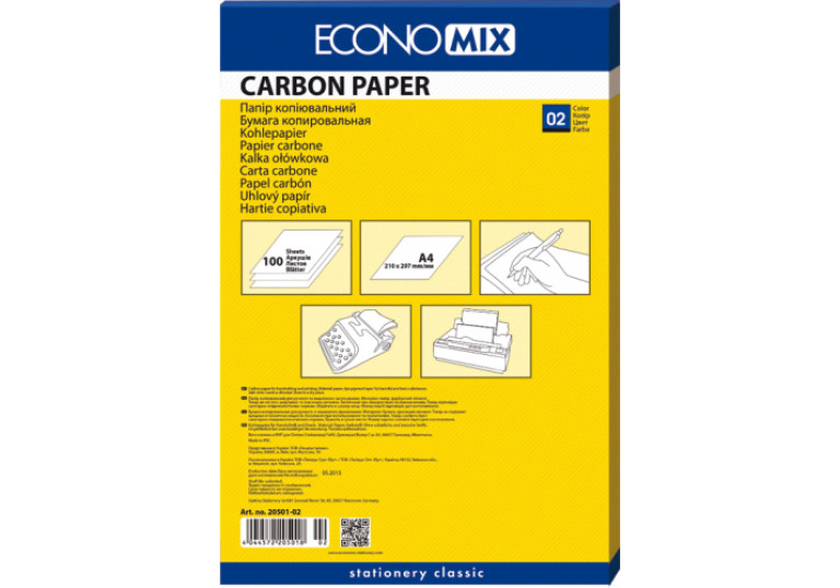 Папір копіювальний Economix 100арк синій Е20501-02 Папір копіювальний Economix 100арк синій Е20501-02